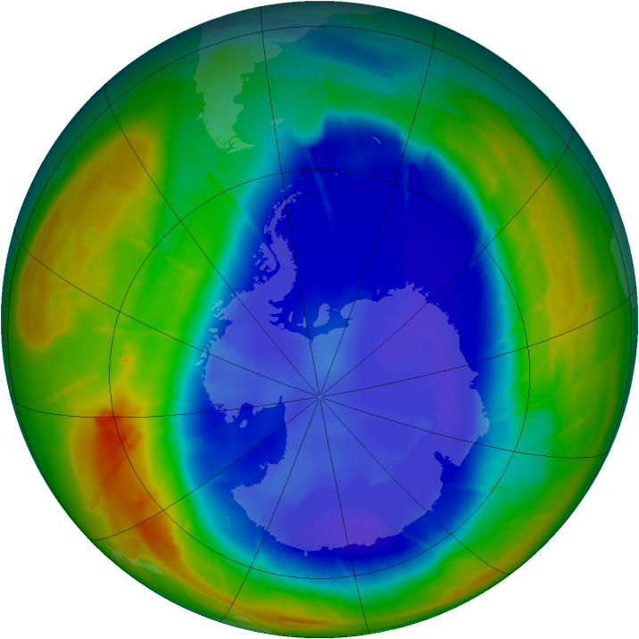 Antarctic ozone map for 03 September 2009